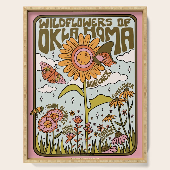 Oklahoma Wildflowers Serving Tray Gallery Image 1