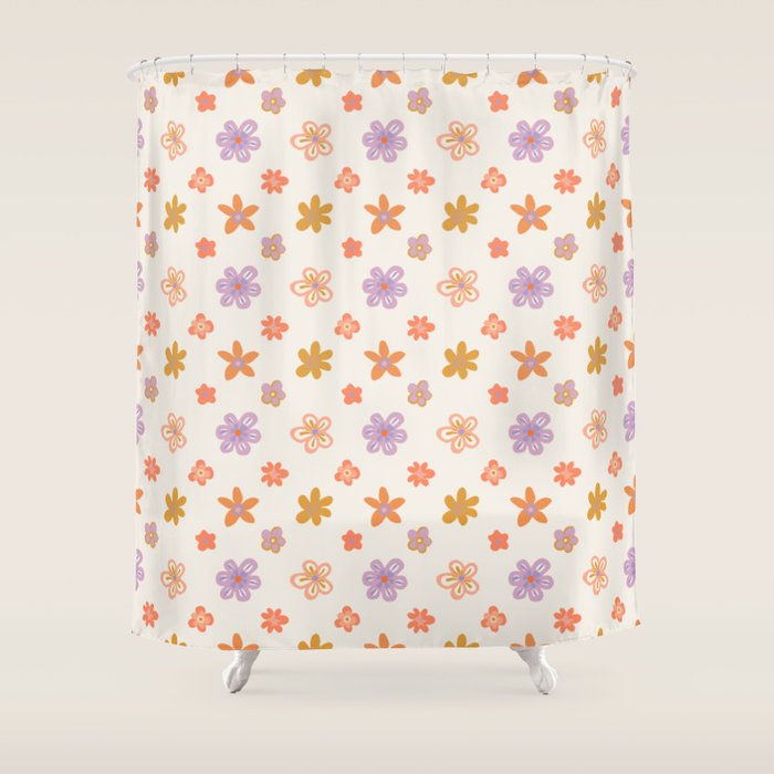 Vintage floral art pattern Shower Curtain Gallery Image 1