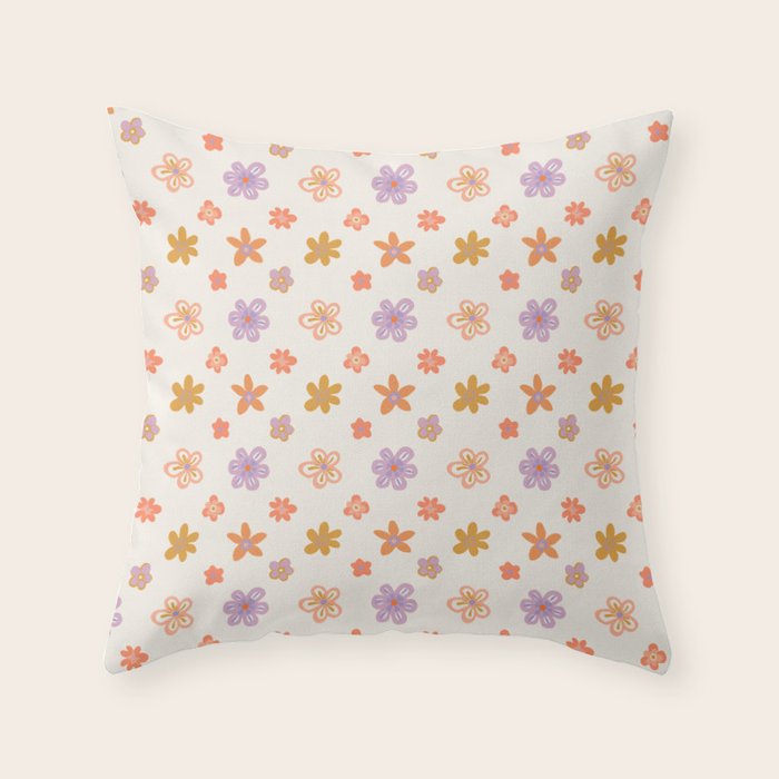 Vintage floral art pattern Throw Pillow Gallery Image 1