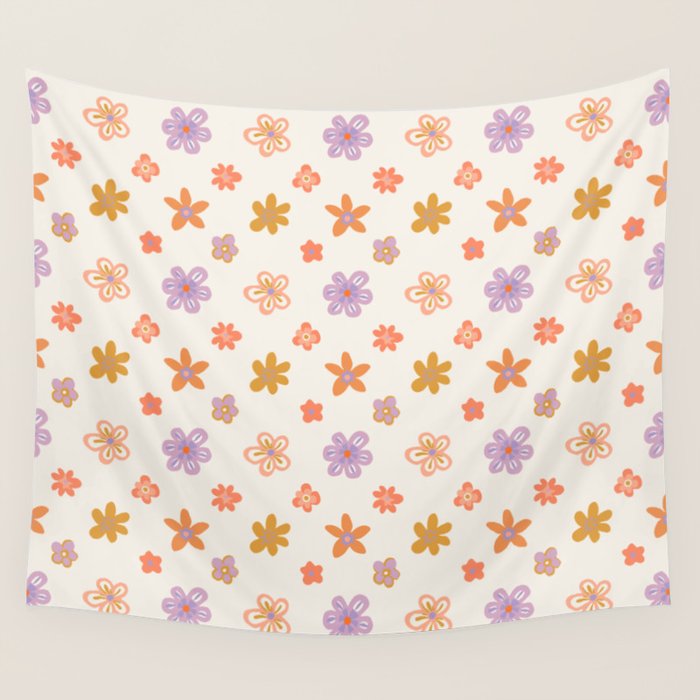Vintage floral art pattern Wall Tapestry Gallery Image 4