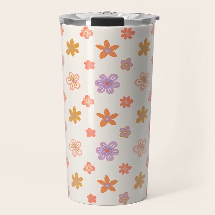 Vintage floral art pattern Travel Mug Gallery Image 1