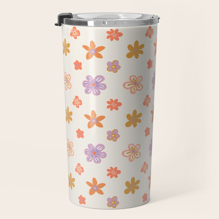 Vintage floral art pattern Travel Mug Gallery Image 3