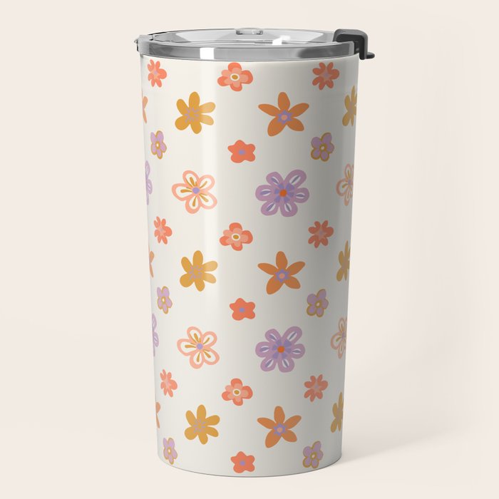 Vintage floral art pattern Travel Mug Gallery Image 2