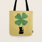 Cat with clover Tote Bag Gallery Image 1