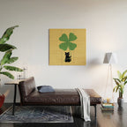 Cat with clover Wood Wall Art Gallery Image 2