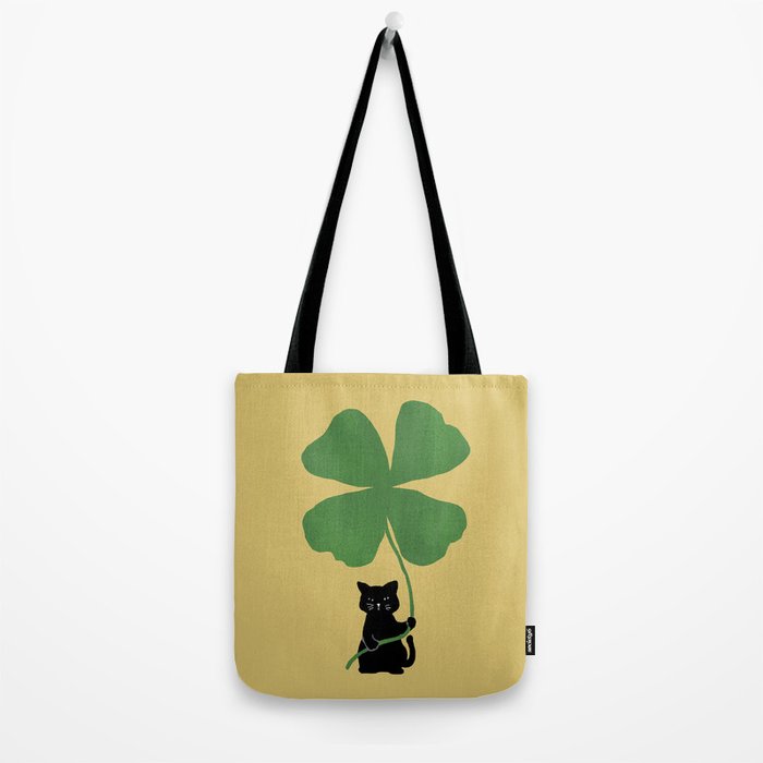 Cat with clover Tote Bag Gallery Image 2