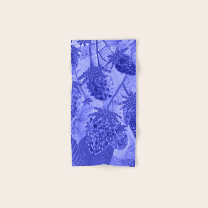 Strawberry Garden in Botanical Blue Bath Towel Gallery Image 1