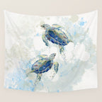 Swimming Together 2 - Sea Turtle  Wall Tapestry Gallery Image 4