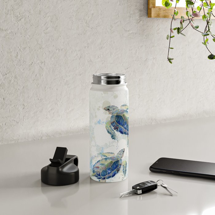 Swimming Together 2 - Sea Turtle  Water Bottle Gallery Image 5