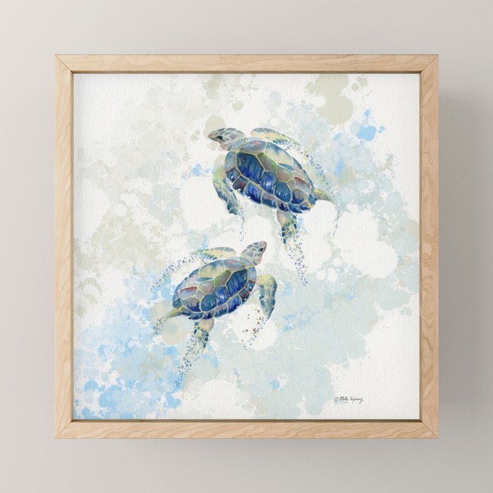 Swimming Together 2 - Sea Turtle  Mini Art Print Gallery Image 1