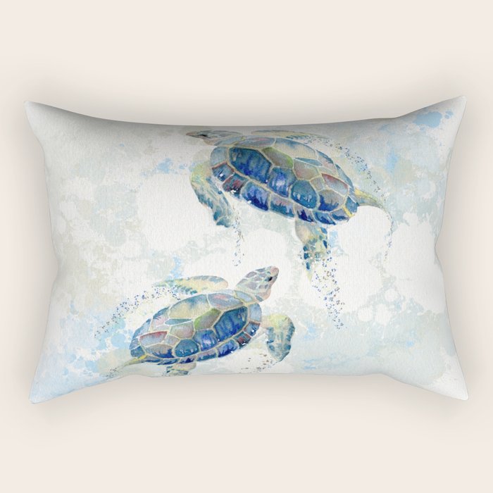Swimming Together 2 - Sea Turtle  Rectangular Pillow Gallery Image 2