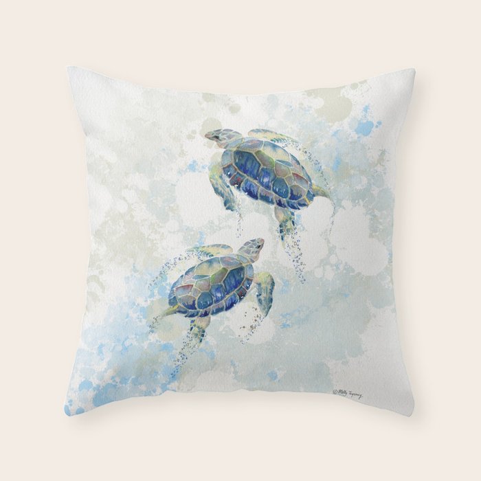 Swimming Together 2 - Sea Turtle  Throw Pillow Gallery Image 6