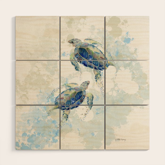 Swimming Together 2 - Sea Turtle  Wood Wall Art Gallery Image 1