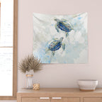 Swimming Together 2 - Sea Turtle  Wall Tapestry Gallery Image 2