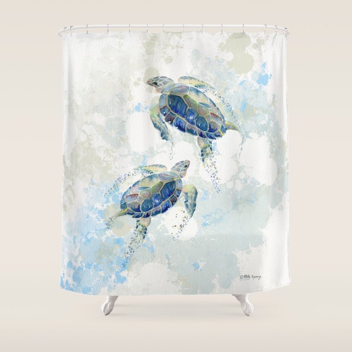 Swimming Together 2 - Sea Turtle  Shower Curtain Gallery Image 1