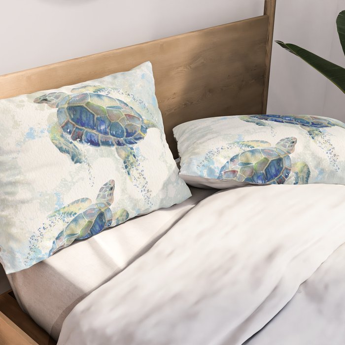 Swimming Together 2 - Sea Turtle  Pillow Sham Gallery Image 2