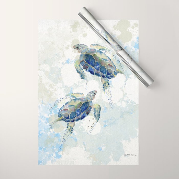 Swimming Together 2 - Sea Turtle  Wrapping Paper Gallery Image 1