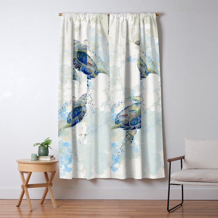 Swimming Together 2 - Sea Turtle  Window Curtain Gallery Image 1