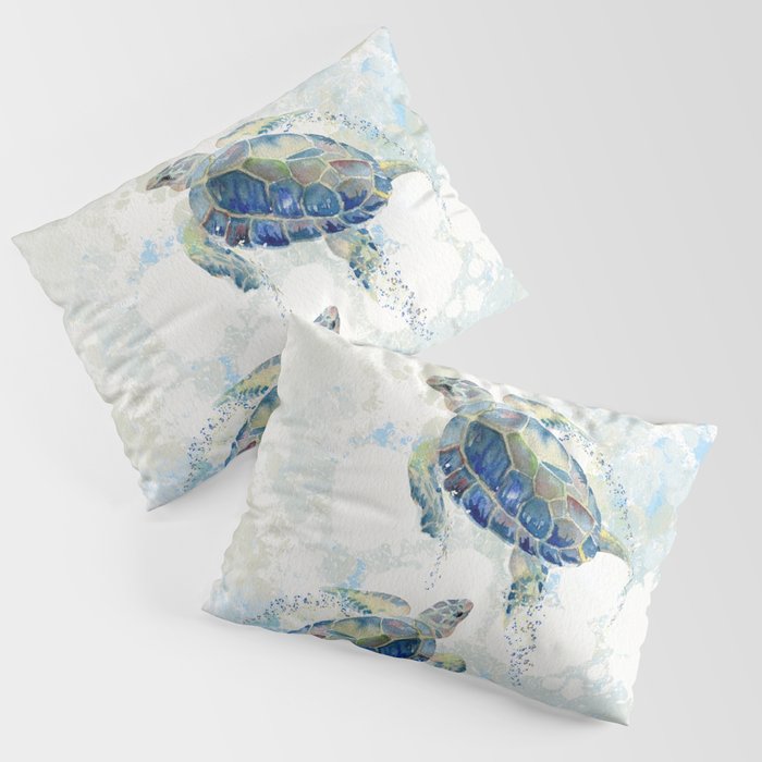 Swimming Together 2 - Sea Turtle  Pillow Sham Gallery Image 3