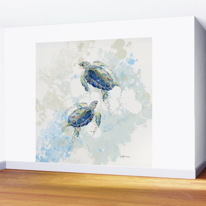Swimming Together 2 - Sea Turtle  Wall Mural Gallery Image 2