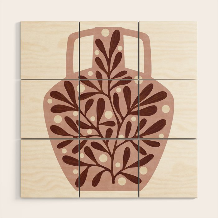 Vase and leaves collection Wood Wall Art Gallery Image 1