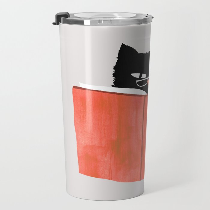 Cat reading book Travel Mug Gallery Image 3