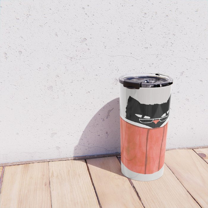 Cat reading book Travel Mug Gallery Image 4