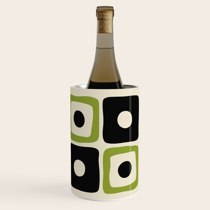 Mid Century Modern Scandinavian Pattern 592 Black and Chartreuse Wine Chiller Gallery Image 3
