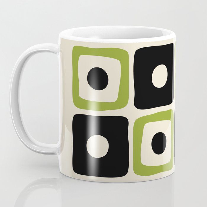 Mid Century Modern Scandinavian Pattern 592 Black and Chartreuse Coffee Mug Gallery Image 3