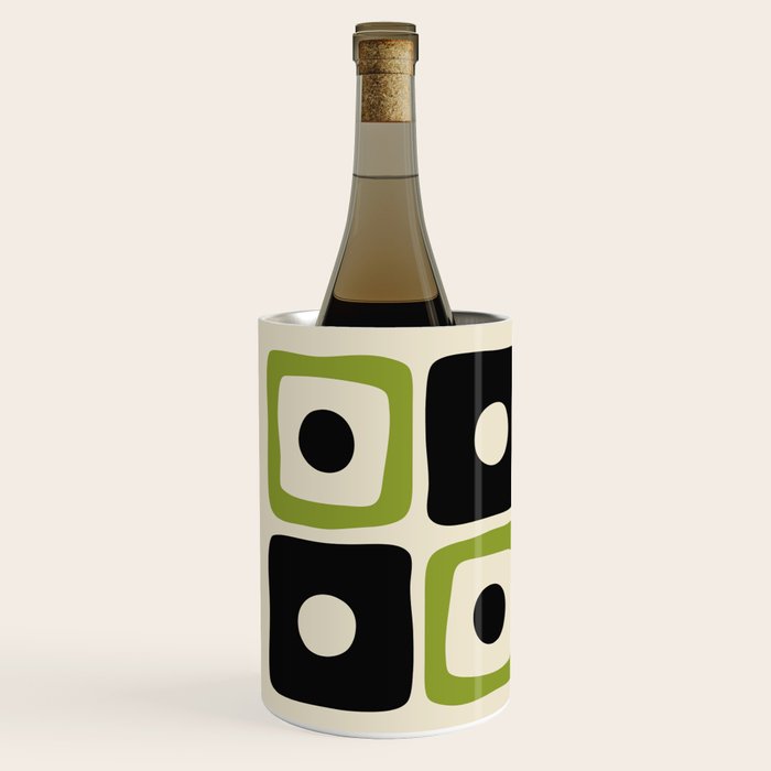 Mid Century Modern Scandinavian Pattern 592 Black and Chartreuse Wine Chiller Gallery Image 2