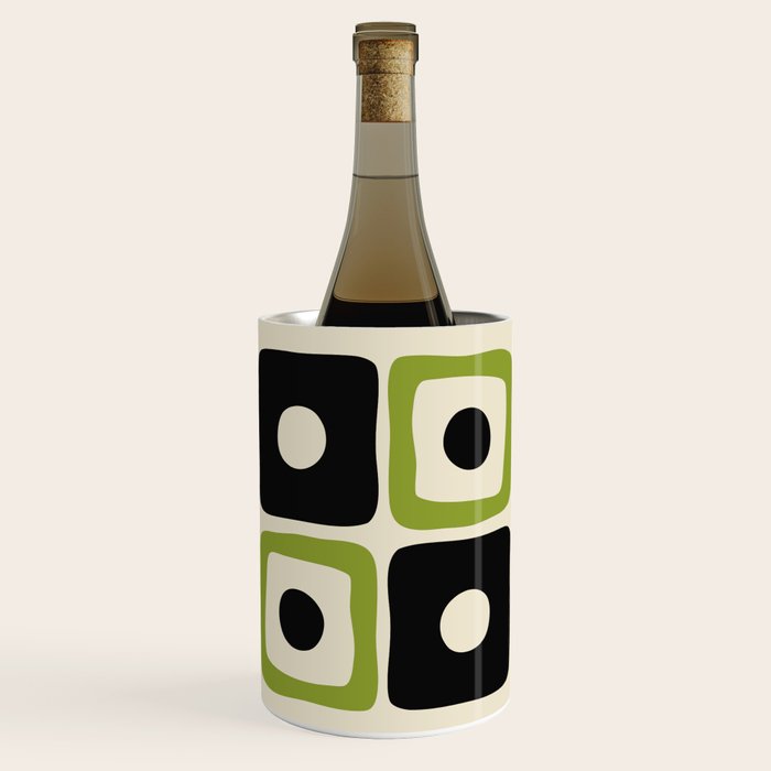 Mid Century Modern Scandinavian Pattern 592 Black and Chartreuse Wine Chiller Gallery Image 1