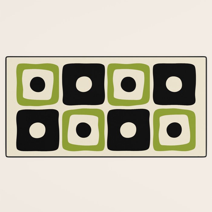 Mid Century Modern Scandinavian Pattern 592 Black and Chartreuse Desk Mat Gallery Image 3