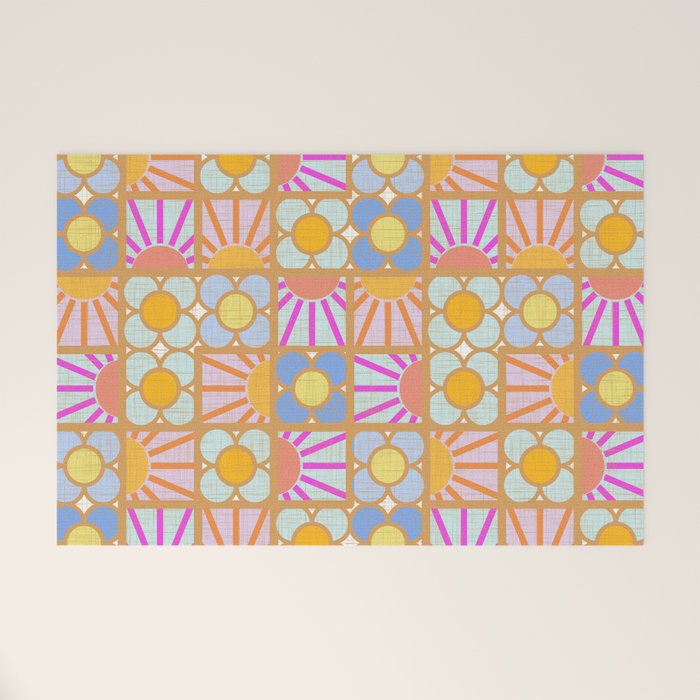 Sun and Blooms Patchwork Welcome Mat Gallery Image 1