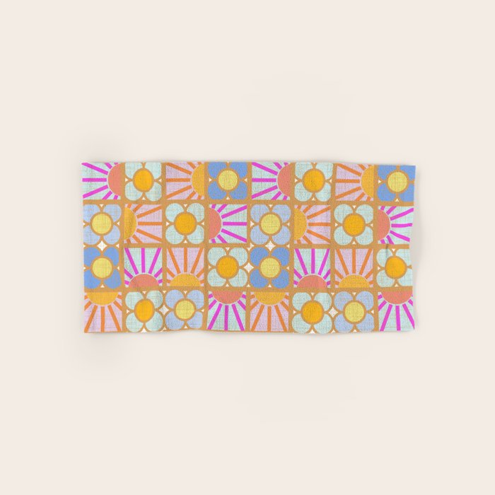Sun and Blooms Patchwork Bath Towel Gallery Image 1