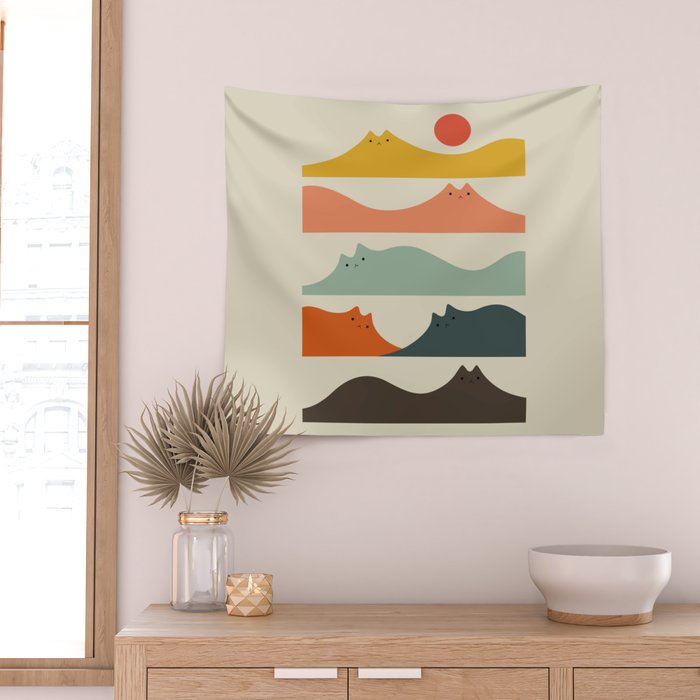 Cat Landscape 141 Wall Tapestry Gallery Image 2