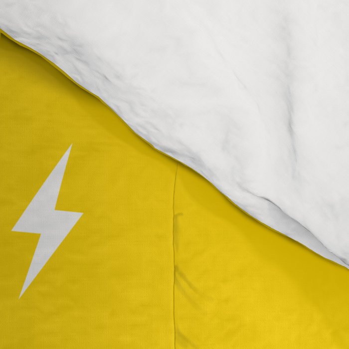 White Lightning Bolt pattern on Yellow background Comforter Gallery Image 4