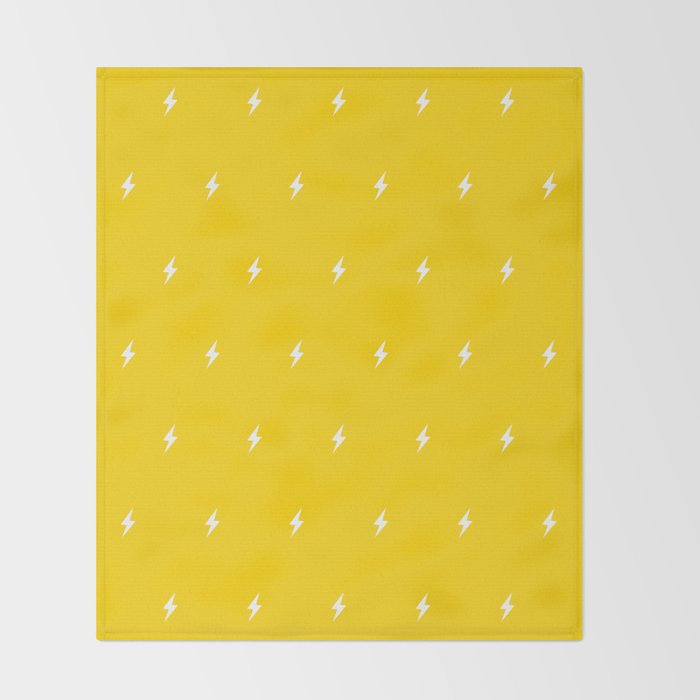 White Lightning Bolt pattern on Yellow background Throw Blanket Gallery Image 2
