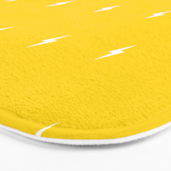 White Lightning Bolt pattern on Yellow background Bath Mat Gallery Image 3
