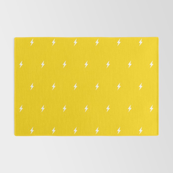 White Lightning Bolt pattern on Yellow background Rug Gallery Image 2