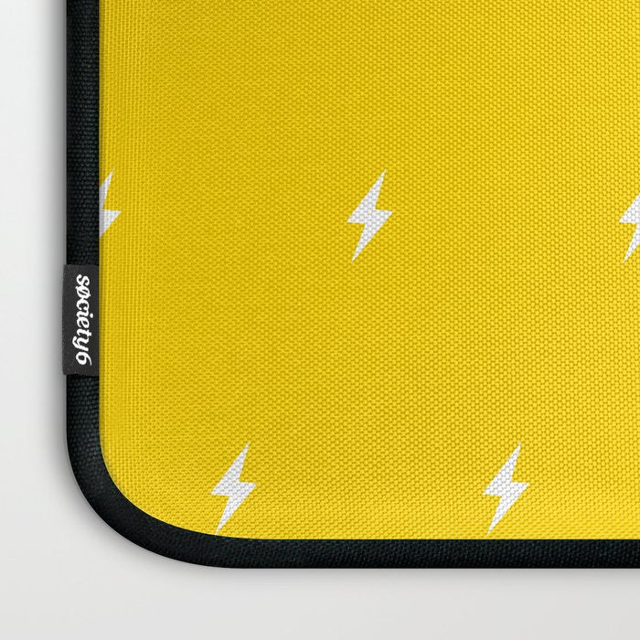 White Lightning Bolt pattern on Yellow background Laptop Sleeve Gallery Image 3