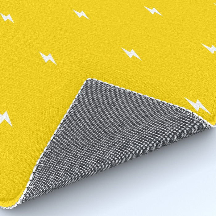 White Lightning Bolt pattern on Yellow background Rug Gallery Image 4
