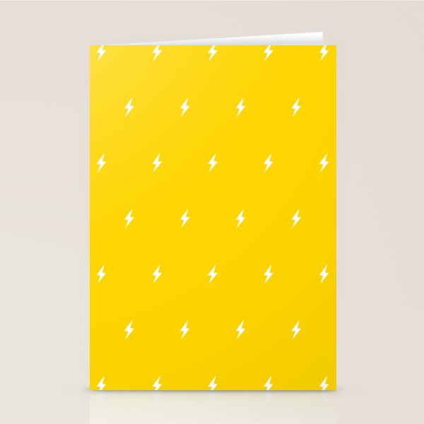 White Lightning Bolt pattern on Yellow background Stationery Card Gallery Image 2