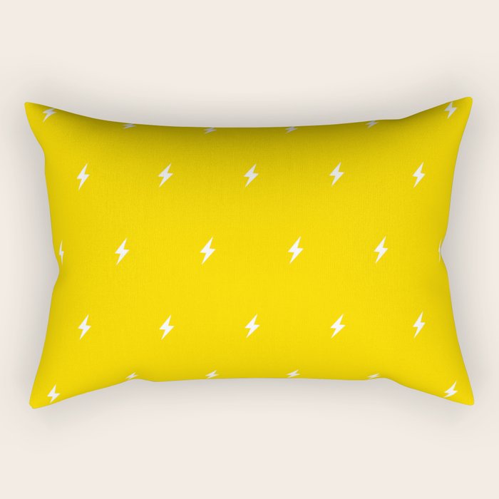 White Lightning Bolt pattern on Yellow background Rectangular Pillow Gallery Image 2