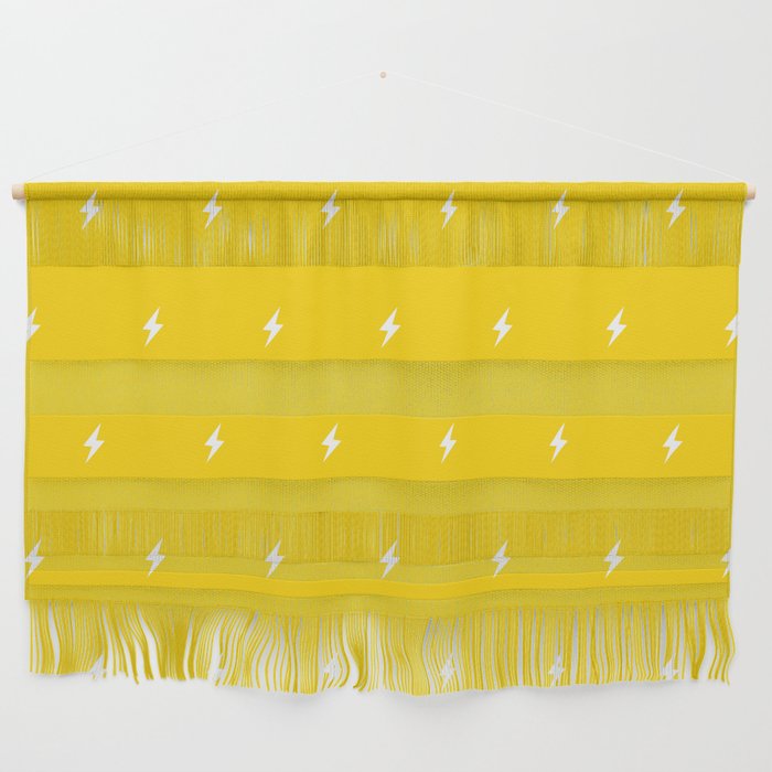 White Lightning Bolt pattern on Yellow background Wall Hanging Gallery Image 1