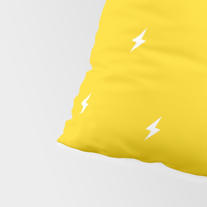 White Lightning Bolt pattern on Yellow background Pillow Sham Gallery Image 4