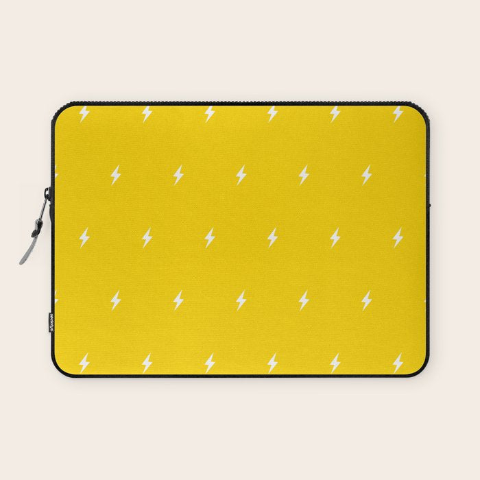 White Lightning Bolt pattern on Yellow background Laptop Sleeve Gallery Image 1