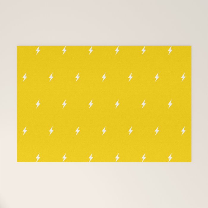 White Lightning Bolt pattern on Yellow background Welcome Mat Gallery Image 1