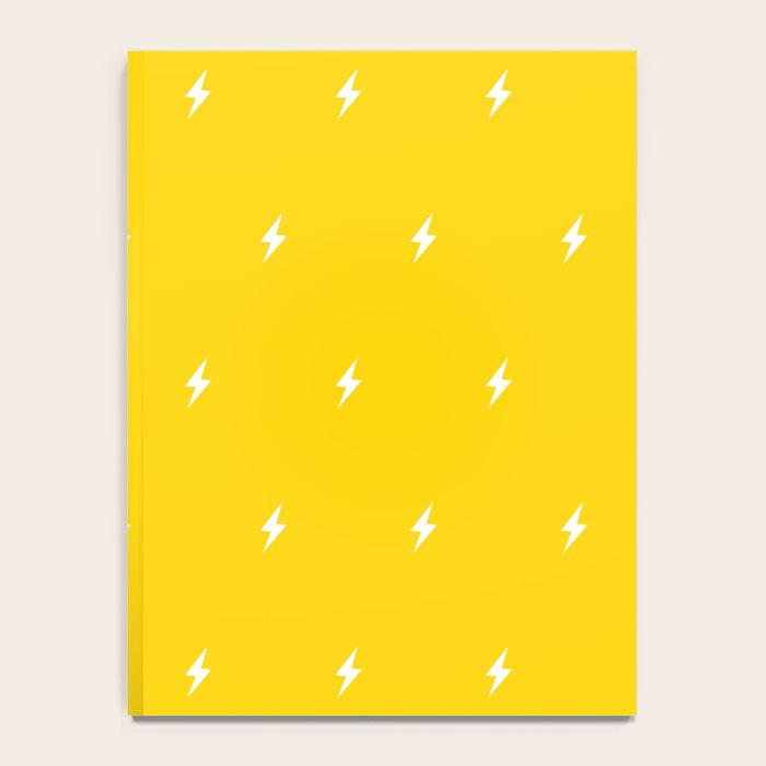 White Lightning Bolt pattern on Yellow background Notebook Gallery Image 4