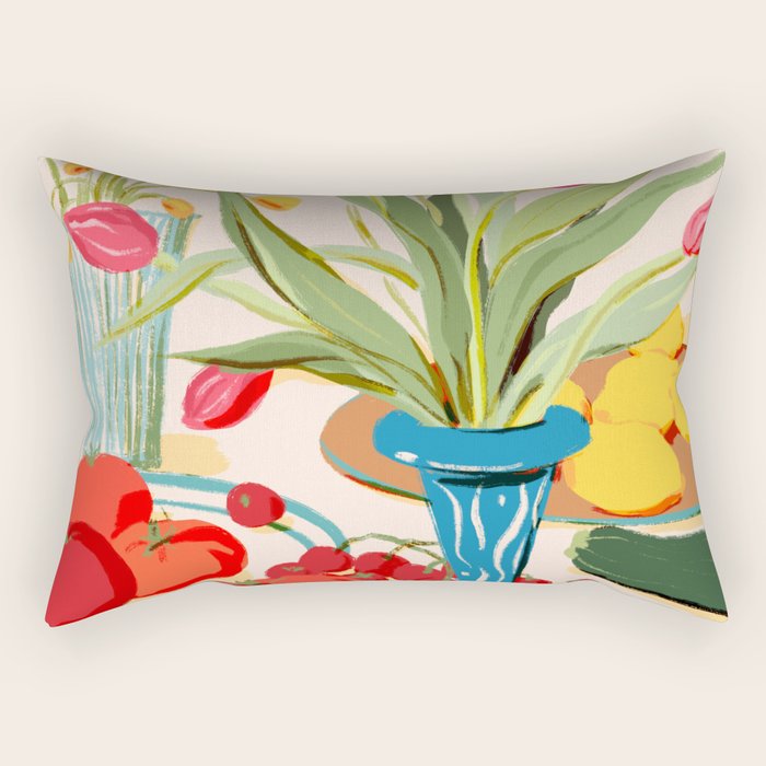 Fresh Tomatoes and Flowers Rectangular Pillow Gallery Image 1