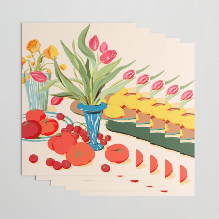 Fresh Tomatoes and Flowers Wrapping Paper Gallery Image 3